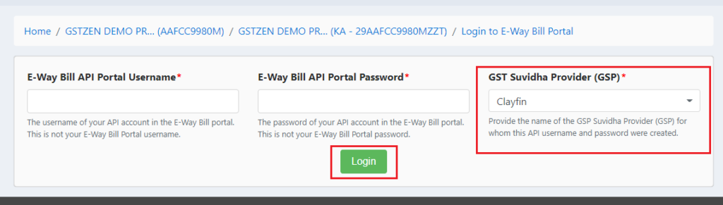 E-Way bill portal login