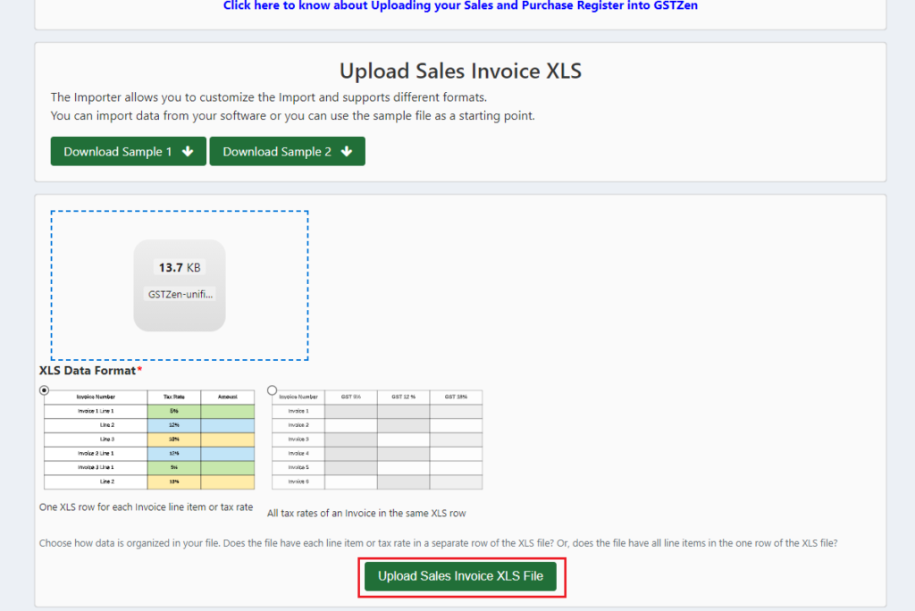 Upload sales invoices