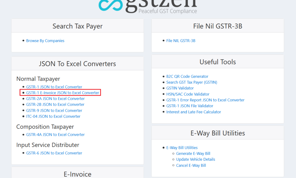 GSTR 1 e-Invoice JSON to Excel